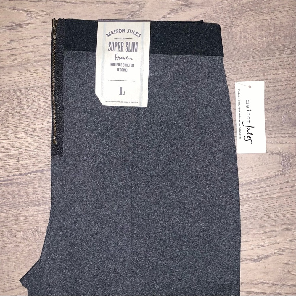NWT dark gray mid rise leggings size L